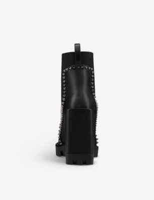 CHRISTIAN LOUBOUTIN: Out Lina Spike Lug 100 Leather Heeled Ankle Boots