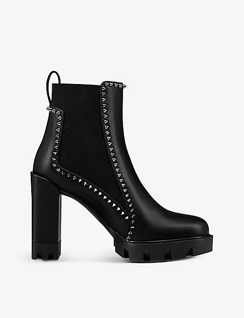CHRISTIAN LOUBOUTIN: Out Lina Spike 100 leather heeled boots