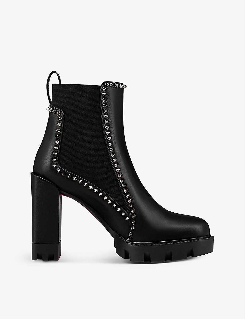 Christian Louboutin Out Line Studded Ankle Boots In Black