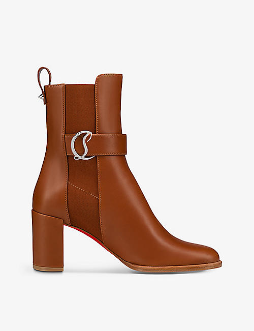 CHRISTIAN LOUBOUTIN: Logo-plaque leather Chelsea boots
