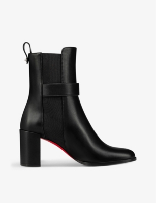 Shop Christian Louboutin Womens Black Cl Logo-plaque 70 Leather Chelsea Boots