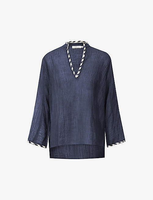TORY BURCH: V-neck woven blouse