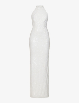 GALVAN LONDON: Salina sequin-embellished woven maxi dress