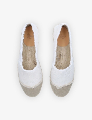 Shop Castaã±er Castaner Women's White Kampala Raw-trimmed Cotton-canvas Espadrilles