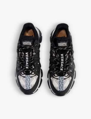 VERSACE Trigreca logo-print mesh low-top trainers