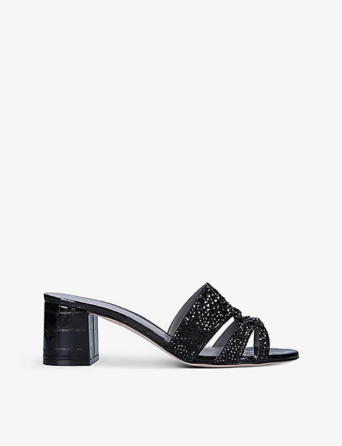 GINA: Orsay crystal-embellished leather sandals