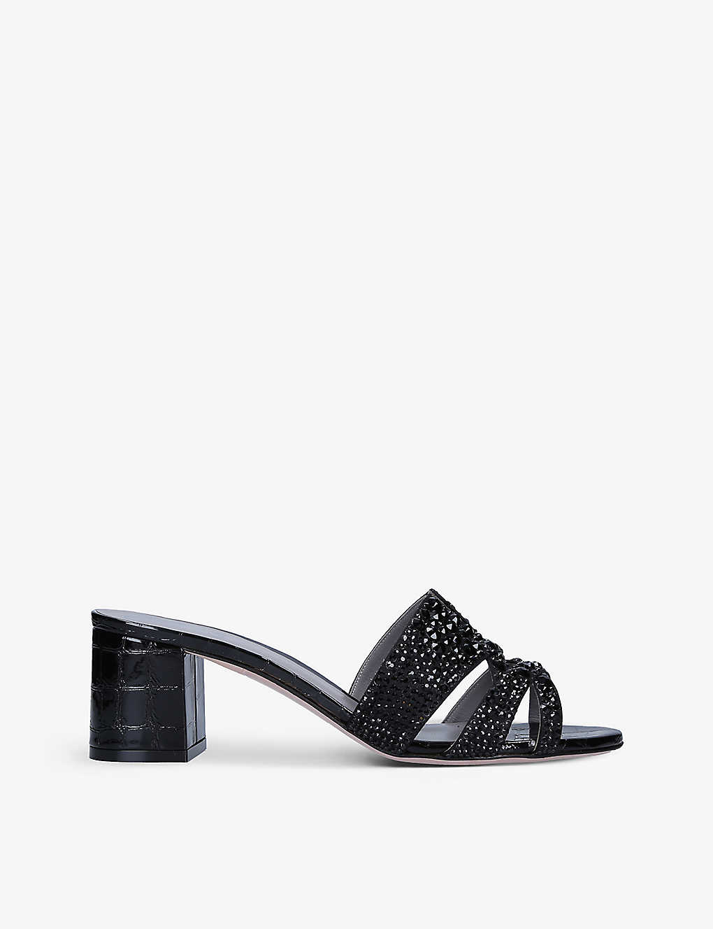 Shop Gina Womens Black Orsay Crystal-embellished Leather Sandals