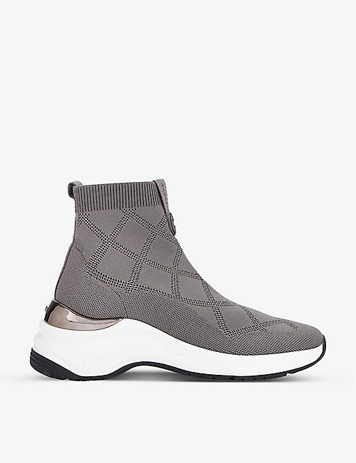 CARVELA COMFORT: Chequerboard quilted knitted high-top trainers