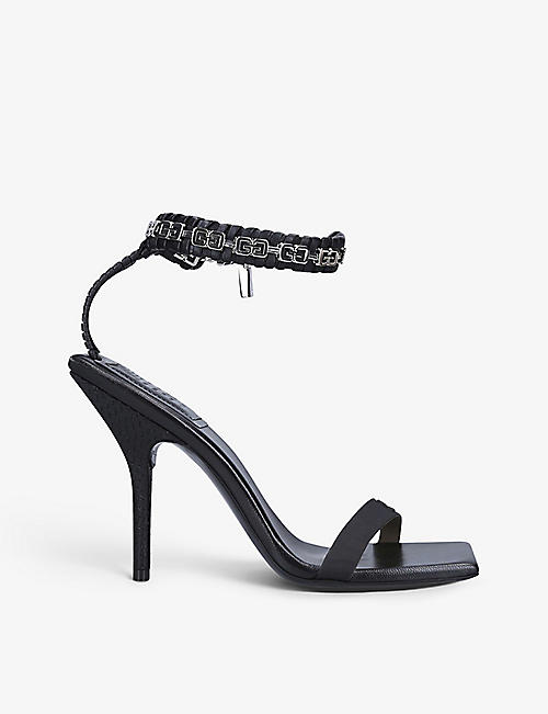 GIVENCHY: G Woven chain-embellished leather heeled sandals