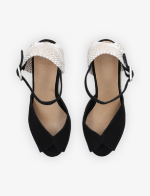 Bianca open-toe cotton-canvas wedge espadrilles