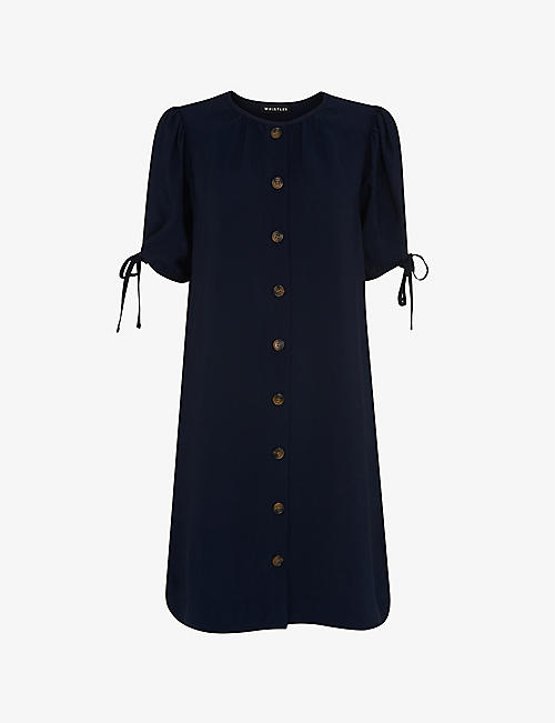 WHISTLES: Frankie button-fastened woven mini dress