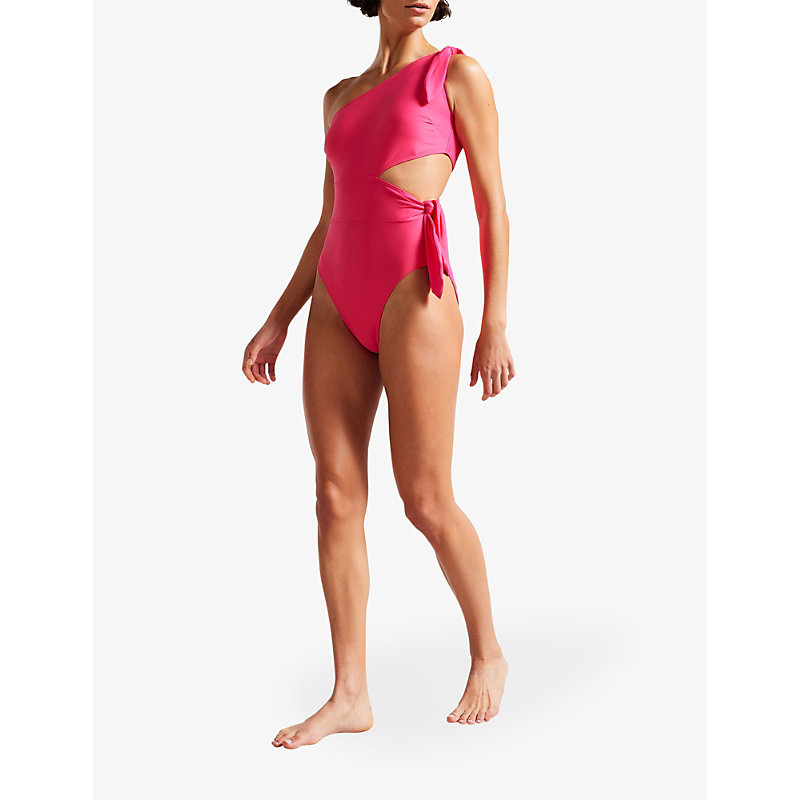 Shop Ted Baker Astile Cut-out Detail Stretch-woven Swimsuit In Pink