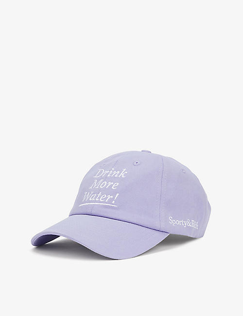 SPORTY & RICH: Drink More Water-embroidered cotton baseball cap