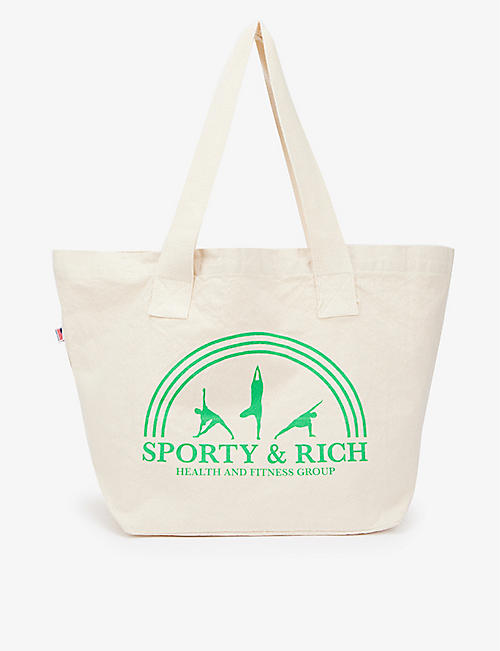 SPORTY & RICH: Health and Fitness cotton-canvas tote bag