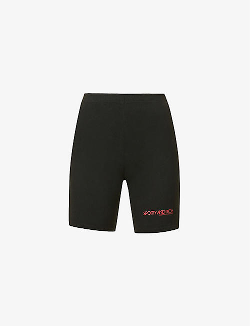 SPORTY & RICH: Disco logo-print stretch-cotton jersey shorts
