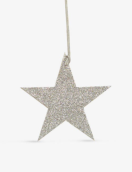 CHRISTMAS: Star-shaped glittered recycled-cotton gift tags set of three