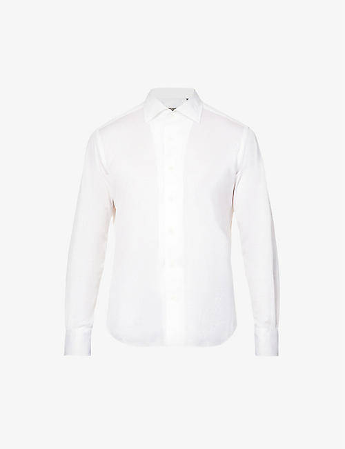 CORNELIANI：常规版型宽角领平纹针织棉衬衫