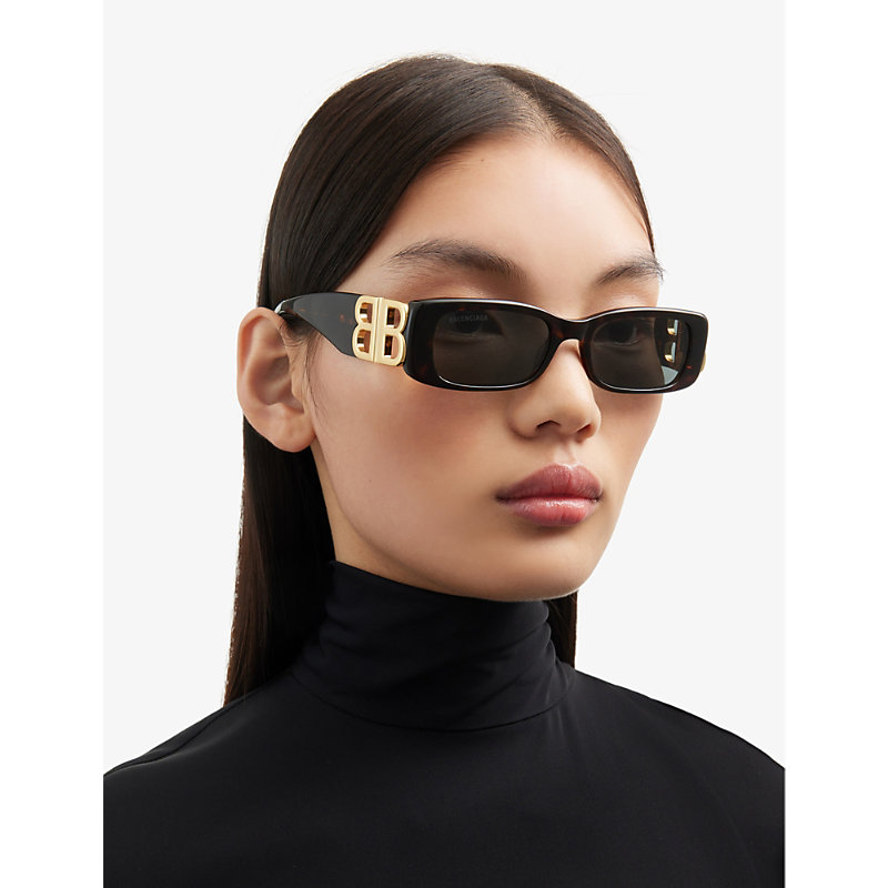 Shop Balenciaga Womens Brown Bb0096s Tortoiseshell Square-frame Acetate Sunglasses