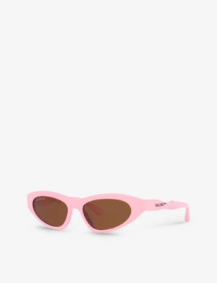 Shop Balenciaga Women's Pink Bb0207s Cat-eye Frame Acetate Sunglasses