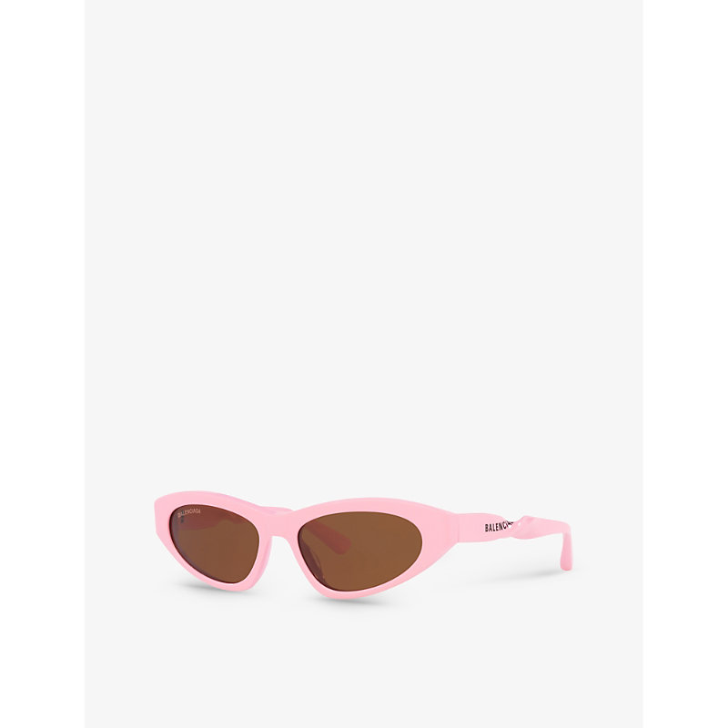 Shop Balenciaga Women's Pink Bb0207s Cat-eye Frame Acetate Sunglasses