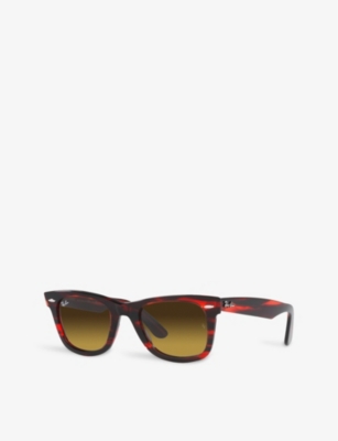 Shop Ray Ban Ray-ban Women's Red Rb2140 Wayfarer Tortoiseshell Acetate Sunglasses