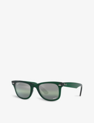 Shop Ray Ban Ray-ban Womens Green Rb2140 Wayfarer Acetate Sunglasses
