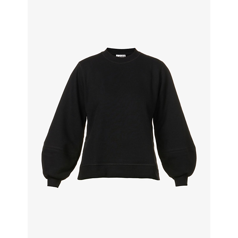 GANNI ISOLI BOXY-FIT ORGANIC-COTTON AND RECYCLED-POLYESTER-BLEND SWEATSHIRT