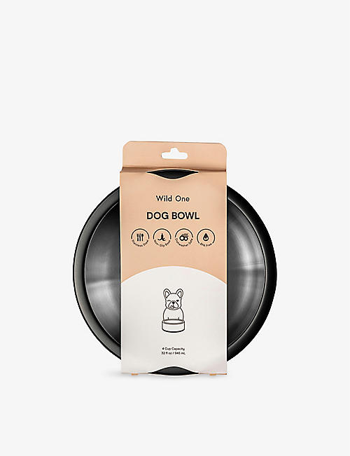 WILD ONE: Round stainless-steel dog bowl 19.5cm