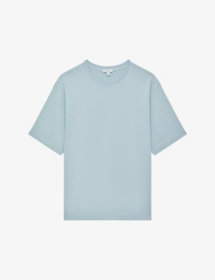 Reiss Mens Ice Blue Tate Crewneck Cotton T-shirt In Ice Blue