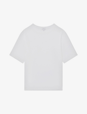 Reiss Mens White Tate Crewneck Cotton T-shirt