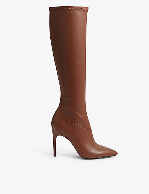REISS: Carina pointed-toe leather heeled boots