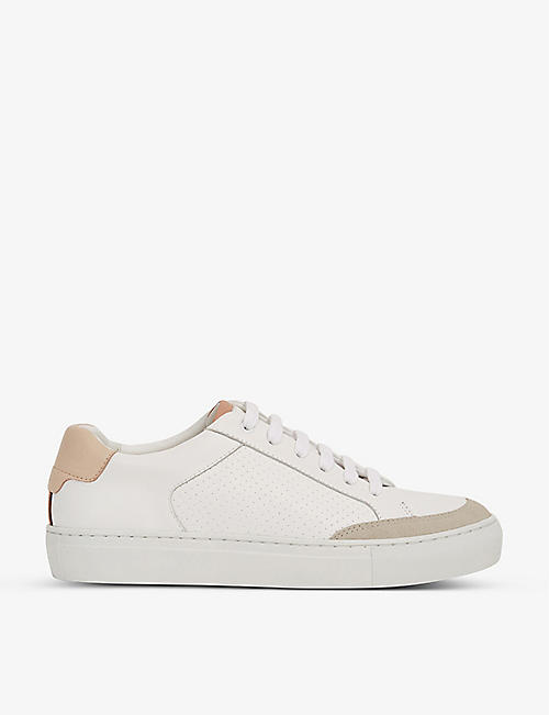 REISS: Ashley panelled perforated leather low-top trainers
