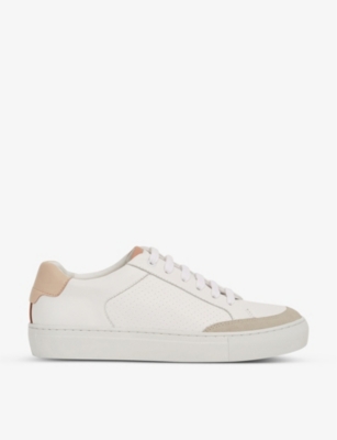 REISS - Ashley panelled perforated leather low-top trainers ...