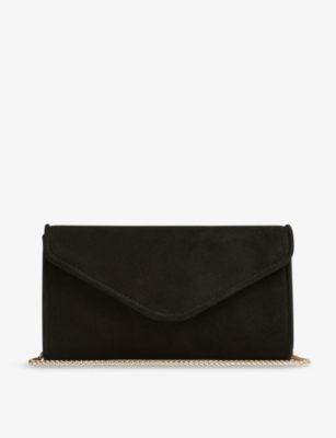 Lk Bennett Dominica Suede Clutch Bag In Bla-black