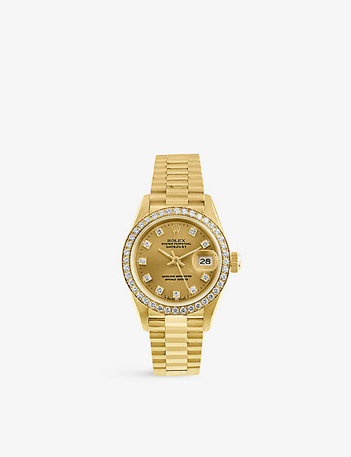 BUCHERER CERTIFIED PRE OWNED: Pre-loved Rolex 1355-179-8 Oyster Perpetual Datejust 18ct yellow-gold automatic watch