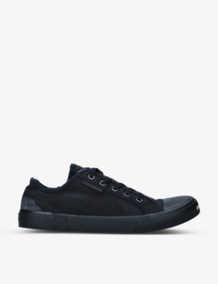 BALENCIAGA: Paris distressed-cotton low-top trainers