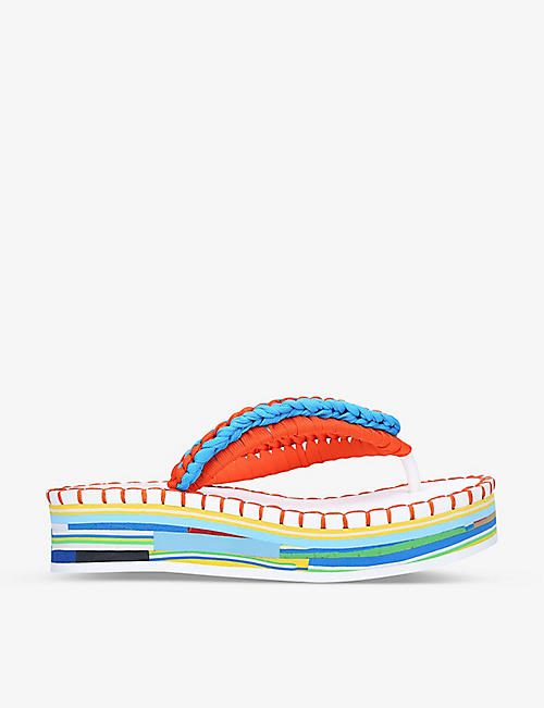 CHLOE: Lou crocheted recycled-polyester and shell flip-flops