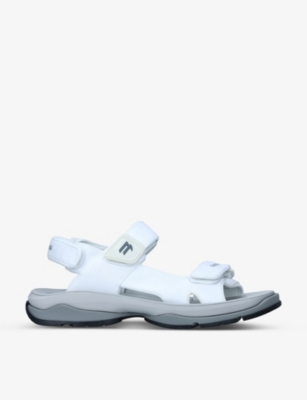 BALENCIAGA BALENCIAGA MEN'S WHITE TOURIST BRAND-PATCH MESH SANDALS,57367539