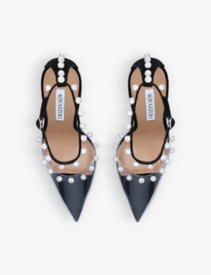 AQUAZZURA Secrets Plexi crystal-embellished leather and PVC heeled courts