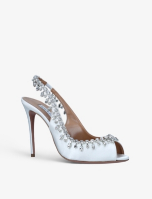 AQUAZZURA Temptation crystal-embellished satin heeled sandals