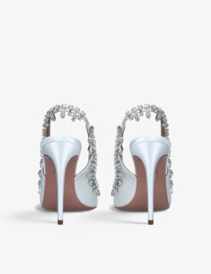 AQUAZZURA Temptation crystal-embellished satin heeled sandals