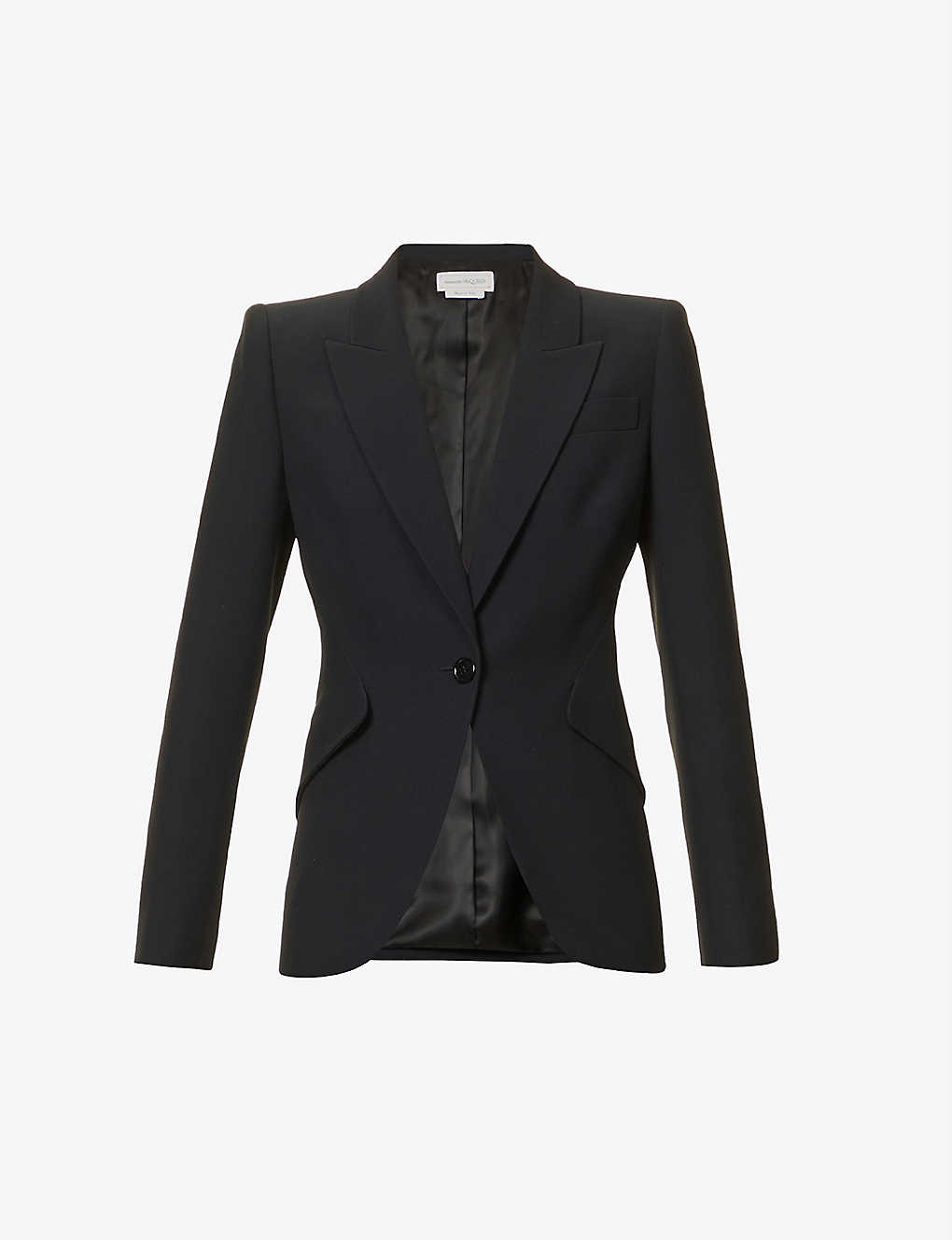 Shop Alexander Mcqueen Womens Black Leaf Crepe Padded-shoulder Woven Jacket
