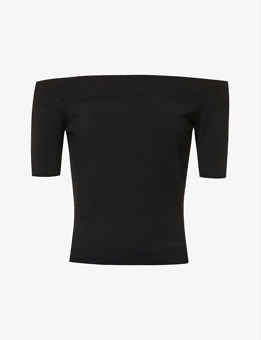 Shop Alexander Mcqueen Womens Black Off-shoulder Ribbed Knitted Top