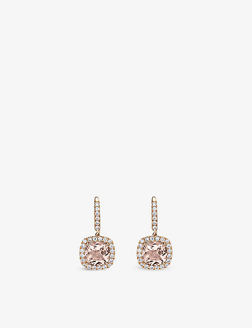 BUCHERER FINE JEWELLERY: Classics Blush 18ct rose-gold, 2.29ct morganite and 0.37ct brilliant-cut diamond earrings