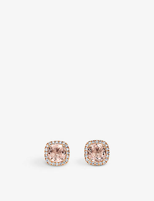 BUCHERER FINE JEWELLERY: Blush 18ct rose-gold, 1.58ct morganite and 0.2ct brilliant-cut diamond earrings