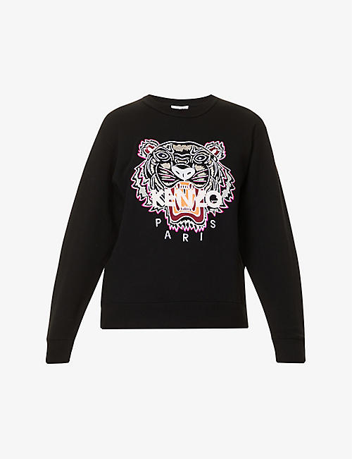 KENZO: Tiger Classic brand-embroidered cotton-jersey sweatshirt