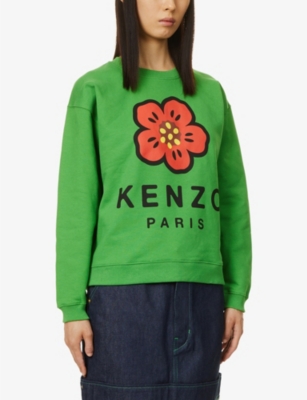 KENZO Flower-print stretch-cotton sweatshirt