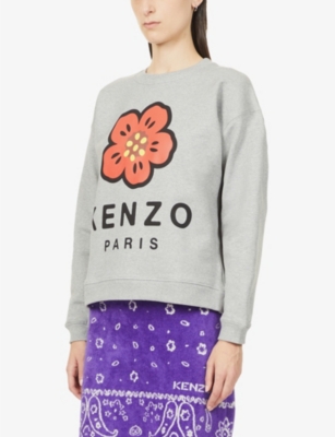 KENZO Flower-print stretch-cotton sweatshirt