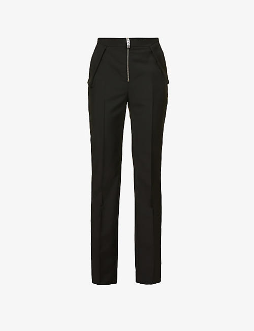 GIVENCHY: Structured-waist tapered mid-rise wool trousers