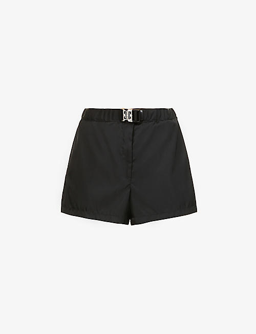 GIVENCHY: Belted elasticated-waist shell shorts